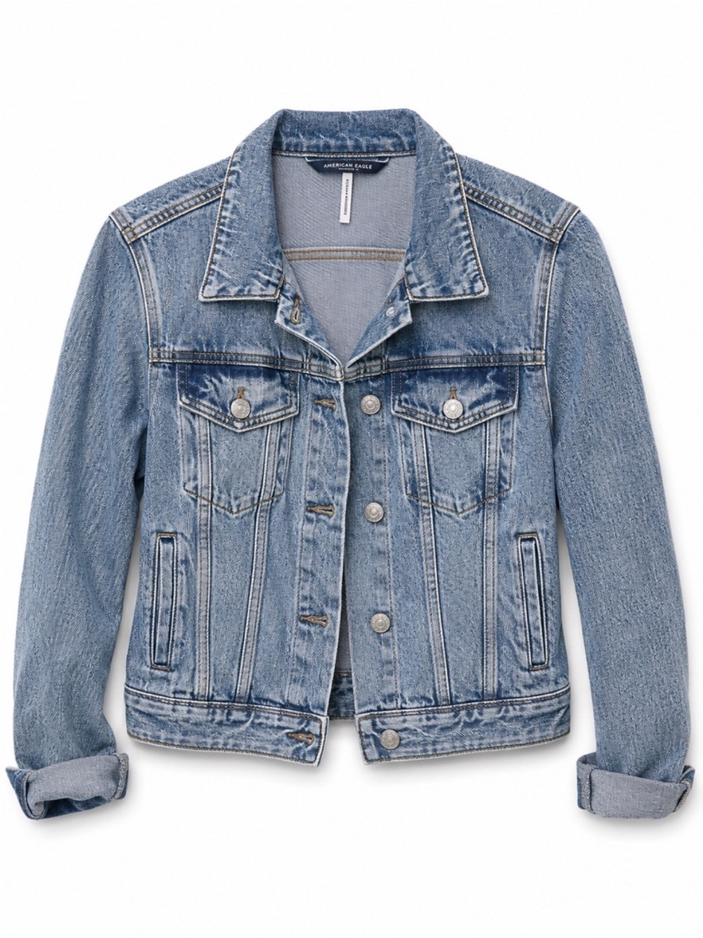 Free People Light Blue Denim Trucker Jacket